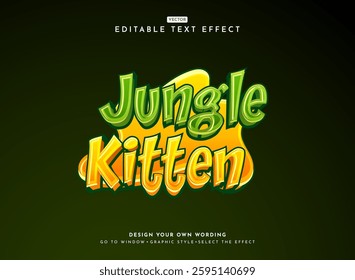 funny 3d jungle kitten text effect cute cat game design