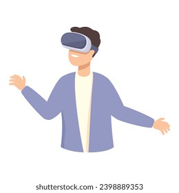 Funny 3d play online icon cartoon vector. Vr headset. Modern online tech