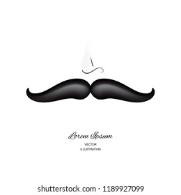 Funny 3d vector realistic mustaches isolated on white background. Curly black vintage mustache, moustache or whisker hipster fashion illustration