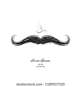 Funny 3d vector realistic mustaches isolated on white background. Curly black vintage mustache, moustache or whisker hipster fashion illustration