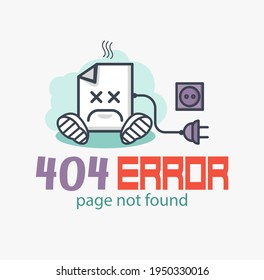 Funny 404 error concept. Web Page not found sign. Internet problem icon.