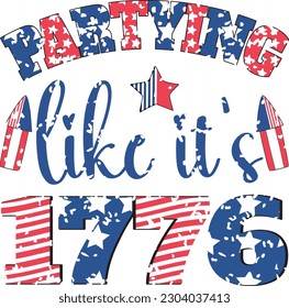 Funny 4th of July American Independence Day Patriotic Quote, Slogan, Saying on White Background. Happy US Flag Embedded Sublimation Graphic Template for Print on Demand Business and Printing Industry.