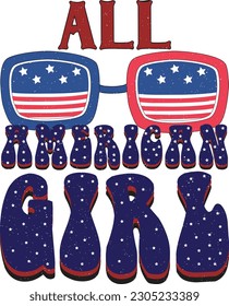 Funny 4th of July American Independence Day Patriotic Colorful Design on White Background. Happy US Flag Embedded Sublimation Graphic Template for Print on Demand Business and Printing Industry