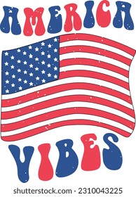 Funny 4th of July Sublimation American Flag Embedded Graphics on White Background. Red Green Typographic Combination for Print on Demand Business and Printing Industry. 