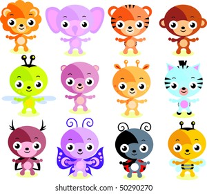 Funny abstract animals set 4