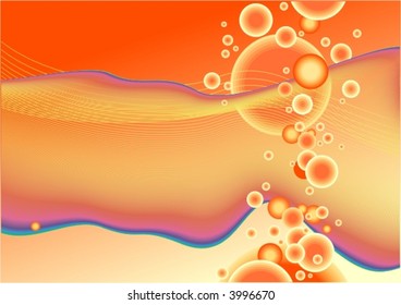Funny abstract background with bubbles and lines