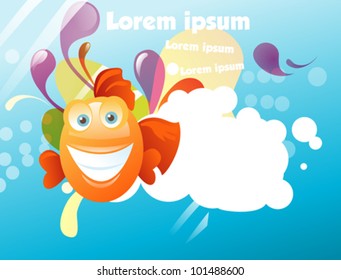 Funny abstract background with happy fish