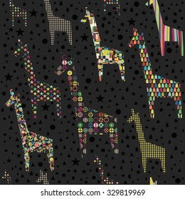 Funny abstract giraffes seamless pattern.