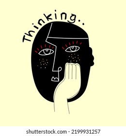 Funny abstract human figure rough hand drawing vector illustration.