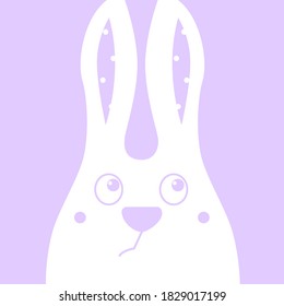 Funny abstract sad rabbit. Pensive and melancholy bunny. Cartoon animal for kids.	