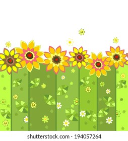 Funny abstract seamless border with sunflowers