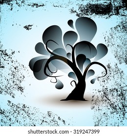 Funny Abstract Tree Sticker Wall Decal for your design with black grunge