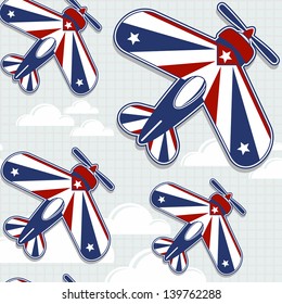 funny acrobatic airplanes cartoon pattern for childish decoration in vector format very easy to edit, individual objects