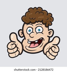 Funny Adult man With Curly and Laugh expression. Clip Art Vector. Vector and Illustration.