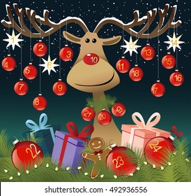 Funny Advent calendar with reindeer