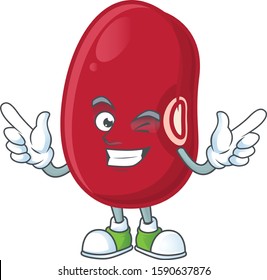 Funny adzuki beans cartoon character style with Wink eye