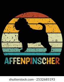 Engraçado Affenpinscher Vintage retro Sunset Silhueta Presentes cão Amante Cão Proprietário essencial T-Shirt