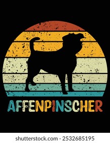 Engraçado Affenpinscher Vintage retro Sunset Silhueta Presentes cão Amante Cão Proprietário essencial T-Shirt