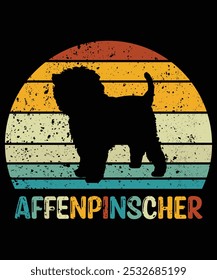 Engraçado Affenpinscher Vintage retro Sunset Silhueta Presentes cão Amante Cão Proprietário essencial T-Shirt