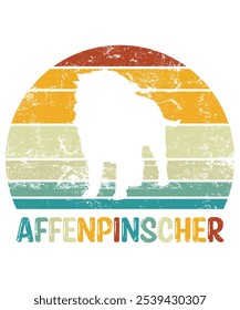 Engraçado Affenpinscher Vintage retro Sunset Silhueta Presentes cão Amante Cão Proprietário essencial T-Shirt