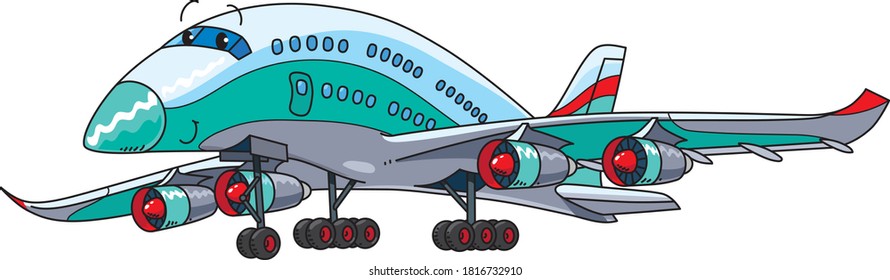 Sonniges Flugzeug mit Augen, Vektorgrafik