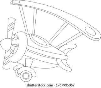 Funny airplane cartoon vector art and illustration
