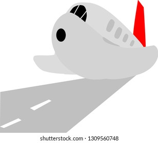 Funny Airplane Taking Off Vector Illustration