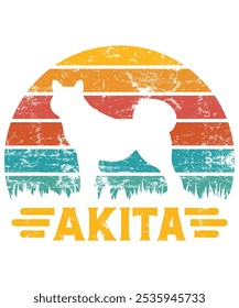 Funny Akita Vintage Retro Sunset Silhouette Gifts Dog Lover Dog Owner Essential T-Shirt