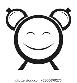 Icono de reloj de alarma divertida. Reloj sonriente de alarma en vector	