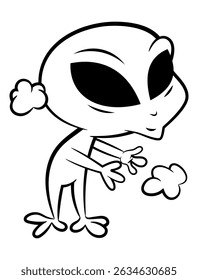 Personagens engraçados de desenhos animados Alien fazem uma mágica ao emitir fumaça. Melhor para esboço, logotipo e livro de cores com temas inexplorados