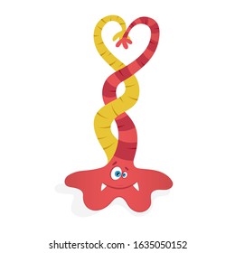 Funny alien character. Monster in love. Vector flat illustration. 
