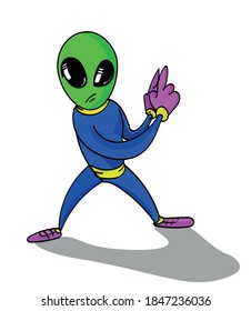 Funny alien depicts a spy