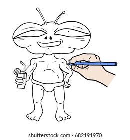 Funny alien draw