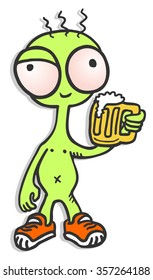 funny alien drink beer