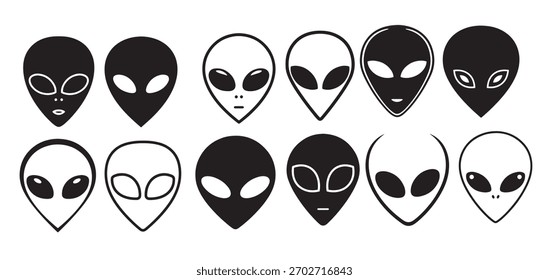 funny alien face silhouette vector illustration