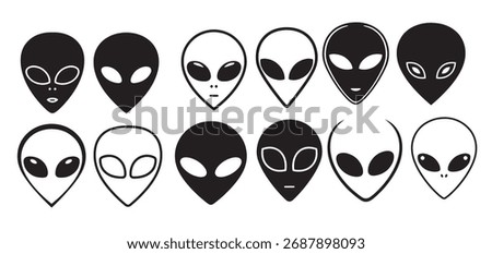 funny alien face silhouette vector illustration
