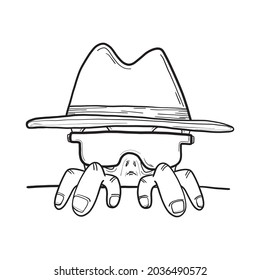 Funny alien in a hat, ufo, secret, mystic, mystery, they are among us