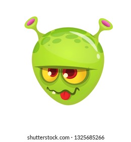 Funny alien head with two antennas. Vector clipart