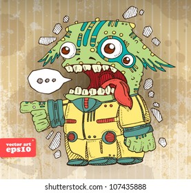 funny alien invader. vector illustration