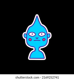 Funny alien with sharp head, illustration for t-shirt, sticker, or apparel merchandise. With doodle, retro, and cartoon style.