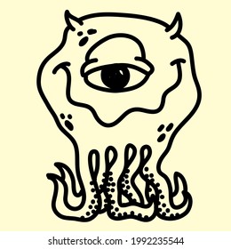 funny alien vector hand drawn illustration