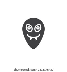 Funny alien vector icon. Ufo invader filled flat sign for mobile concept and web design. Humanoid head glyph icon. Symbol, logo illustration. Vector graphics