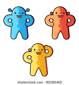 Funny aliens  characters. Types of aliens. Vector cartoon funny monster character isolated. Funny cartoon and vector characters. Vector extraterrestrials image 