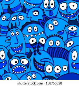 Funny aliens seamless pattern.