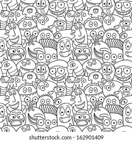 Funny aliens seamless pattern.