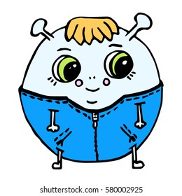 Funny Aliens Vector. Doodles Aliens.