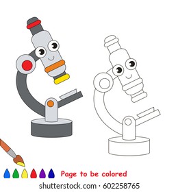 Funny Alive Microscope to be colored, the coloring book for preschool kids with easy educational gaming level.