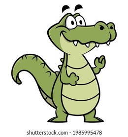 Funny Alligator cartoon character standing and greeting, suitable for mascot and sticker with wildlife themes for kids