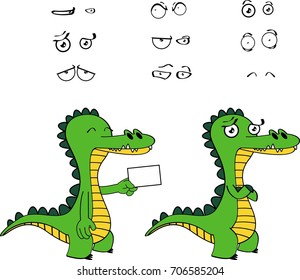 funny alligator cartoon expressions set in vector format very easy to edit