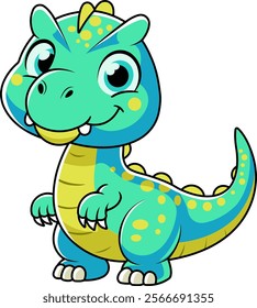 Funny Allosaurus Dinosaur Cartoon Character Illustration